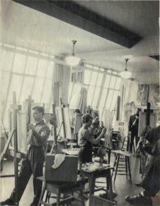 Laboratorio di pittura presso l'università di Fine Arts, Champaign 1955