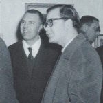 Michele Rosa con lo scrittore siciliano Giuseppe Bonaviri presso la galleria d'arte "la saletta" - 1961