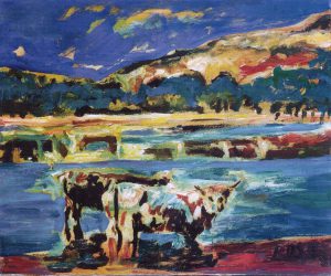 HigLand Cattle and Loch Lomond, 1981 - 60x50 cm