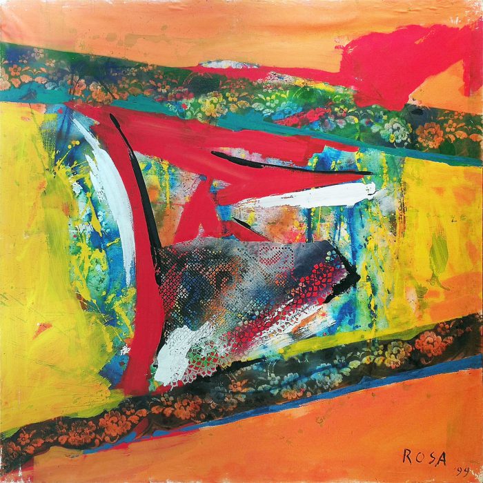 3) Astratto con apposizioni materiche_2, 1999 - 100 x 100 cm