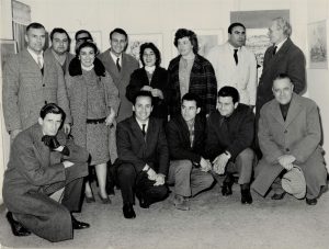 Artisti ed intellettuali presso la galleria d’arte “la Saletta” a Frosinone, 1961