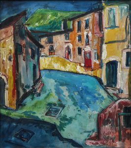 Scorcio di case a Pescasseroli, 1969 - 71x80 cm