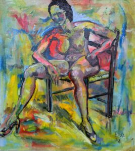 Nuda su sedia impagliata, 1988 - 120x135 cm